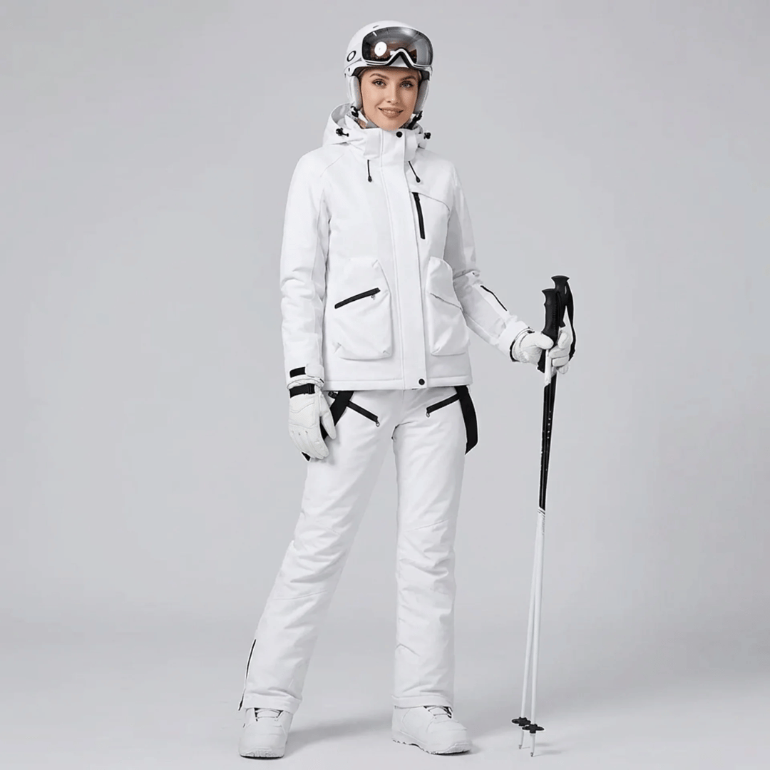Women's Snow Jacket and Pants Set with Suspenders