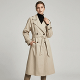 Longline Women's Trench Coat with Tie Belt