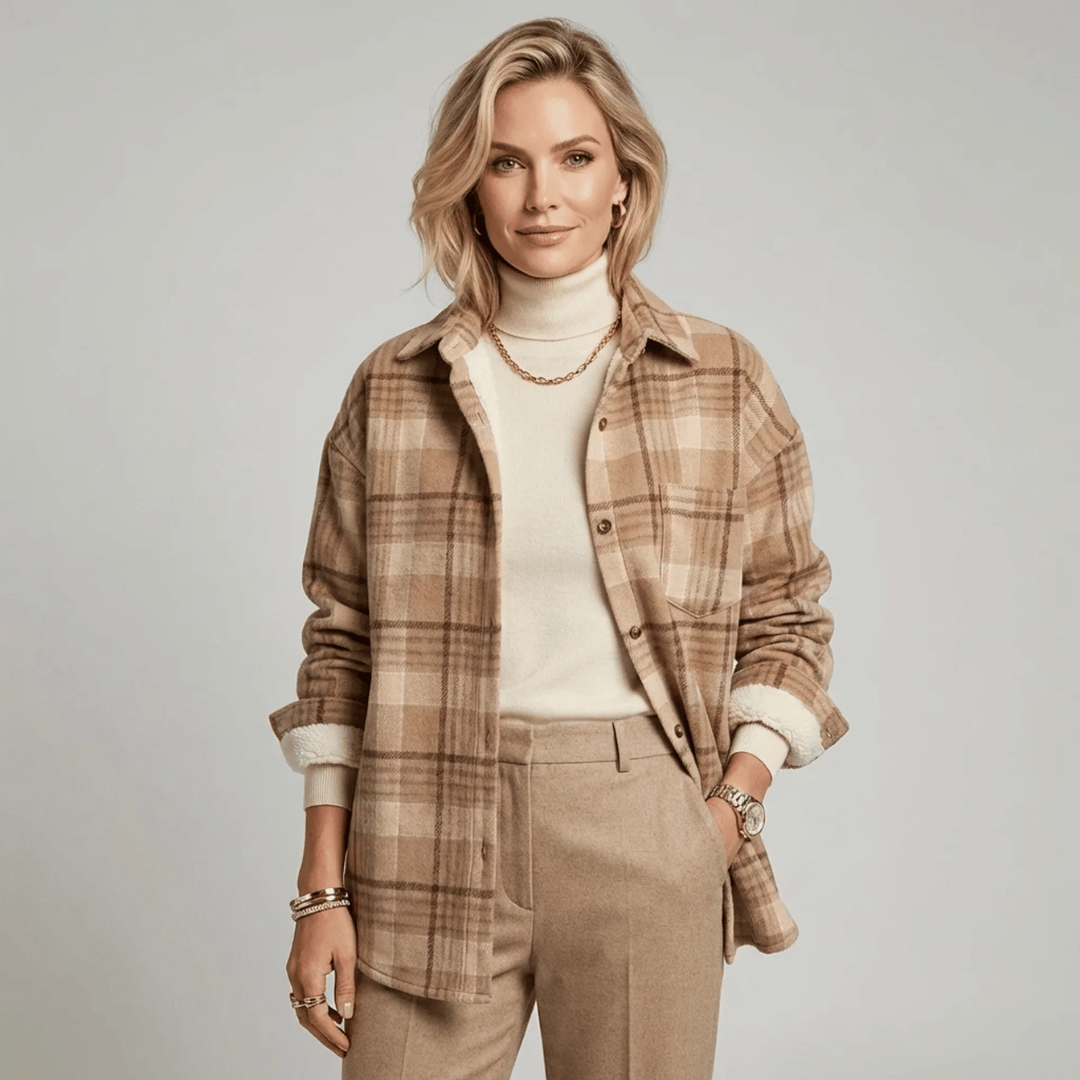 Women's Flannel Plaid Shirt with Plush