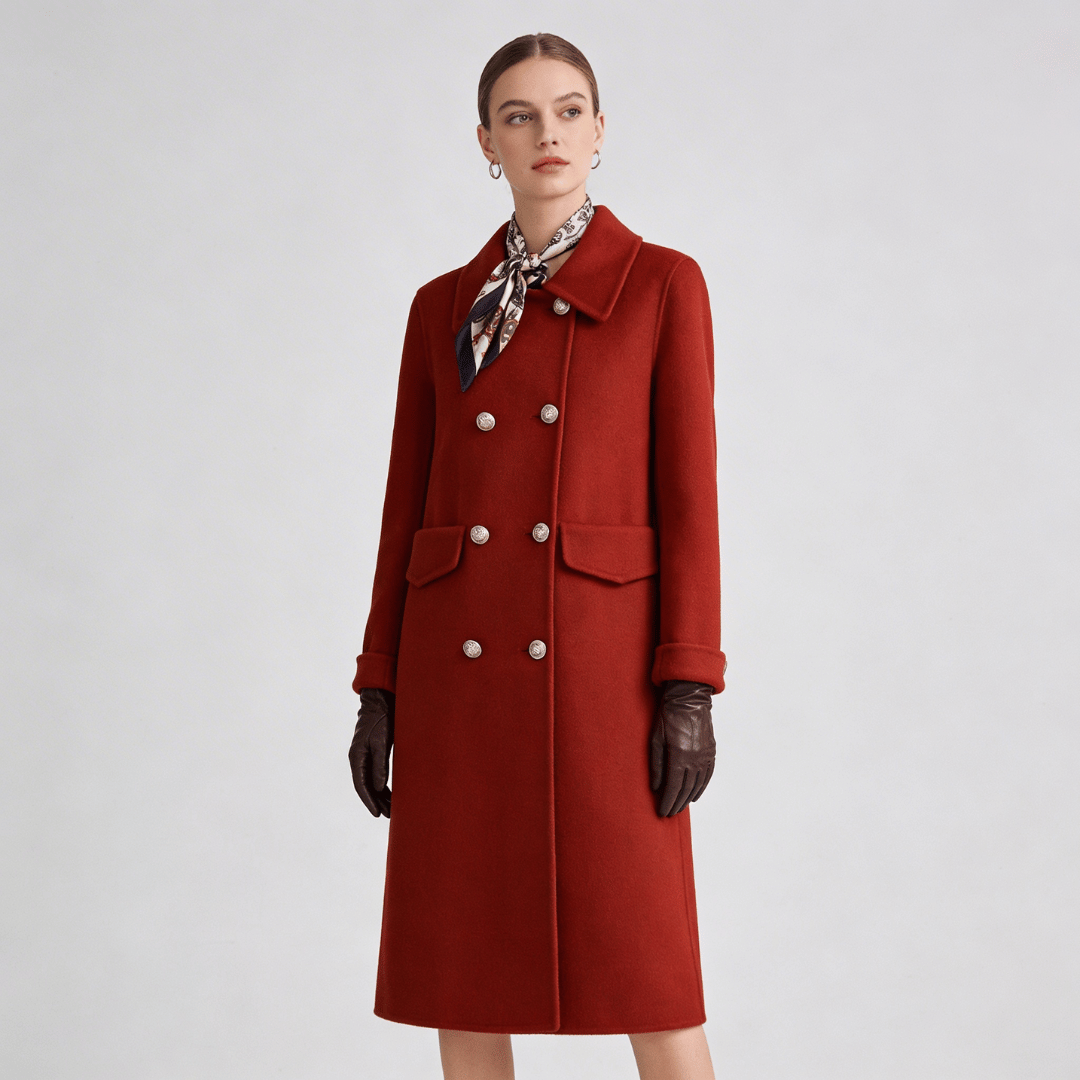 Women's Cherry Wool Felt Overcoat