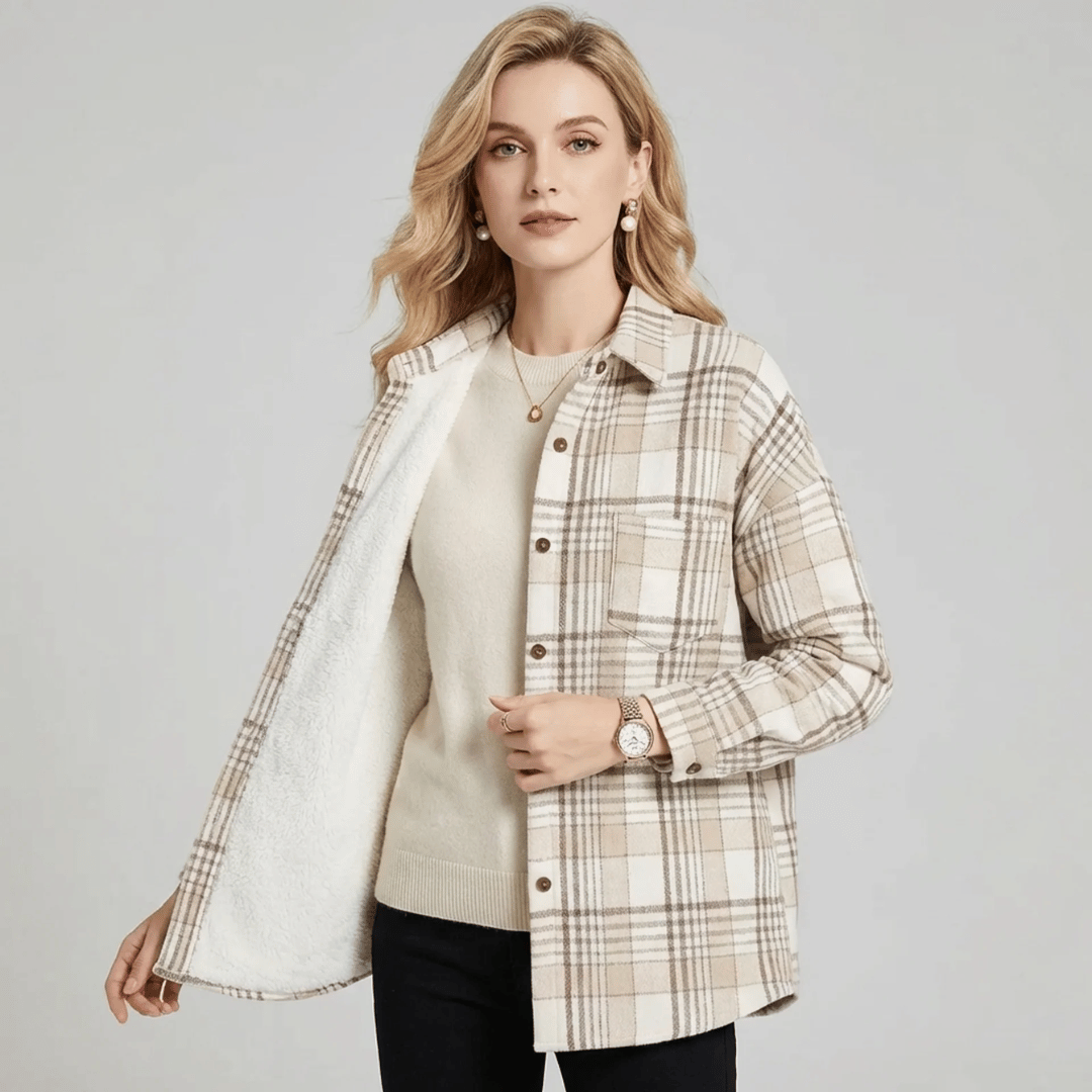 Women's Flannel Plaid Shirt with Plush