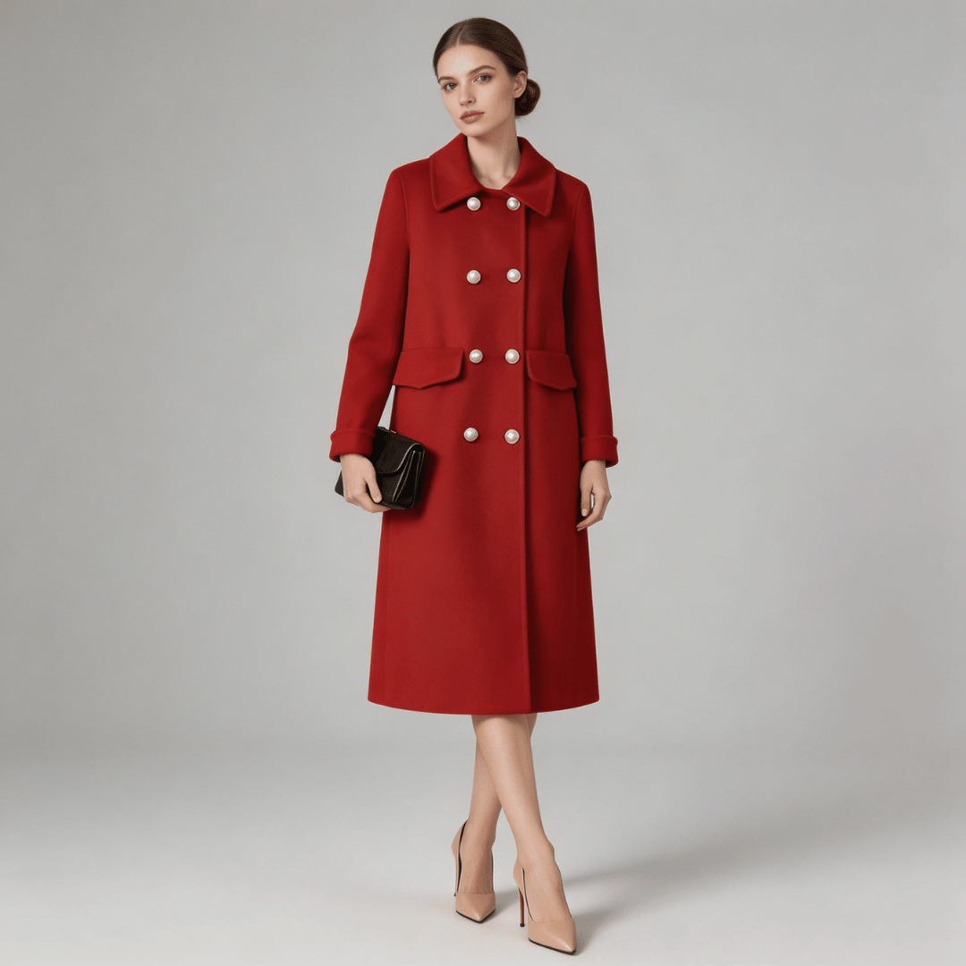 Women's Cherry Wool Felt Overcoat