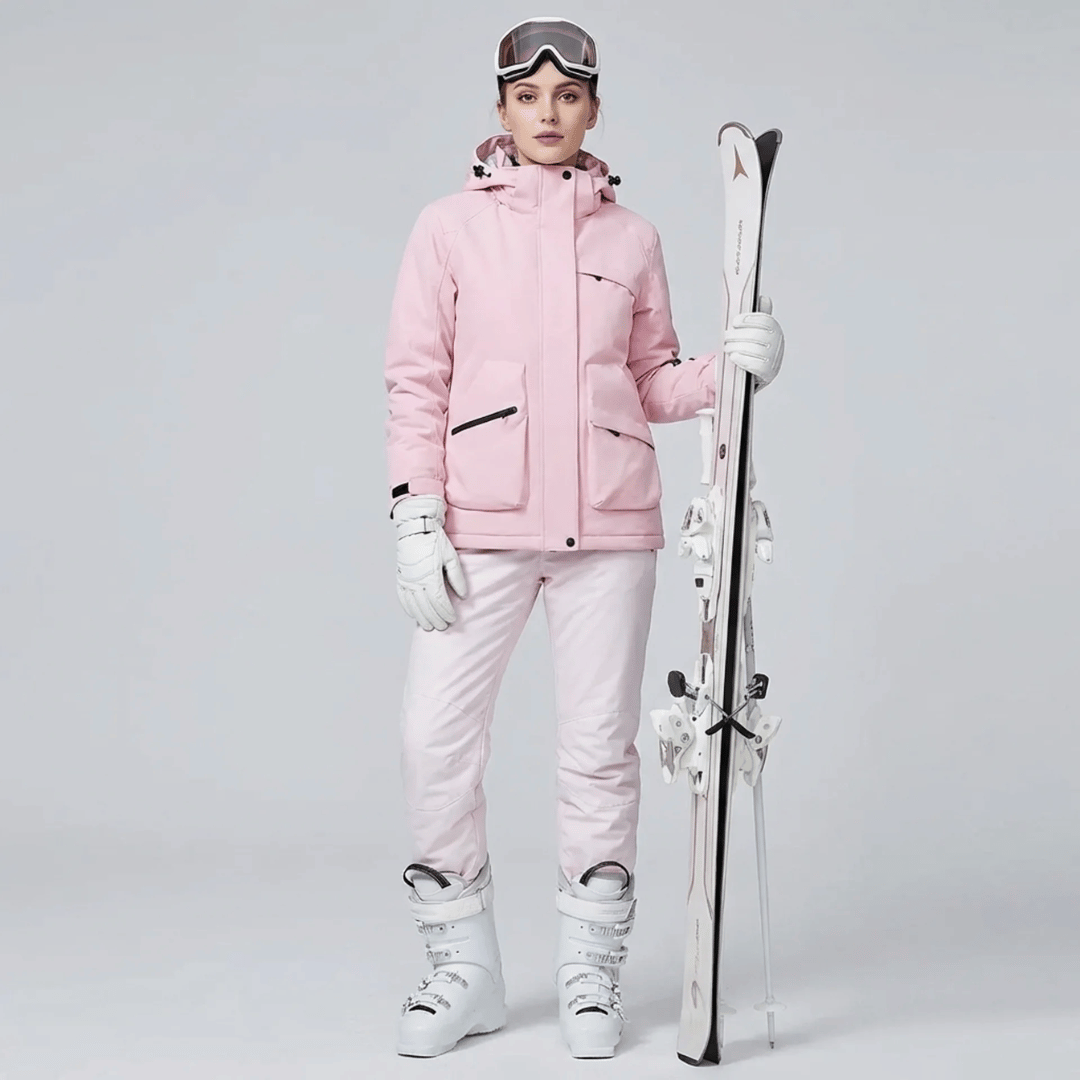 Women's Snow Jacket and Pants Set with Suspenders