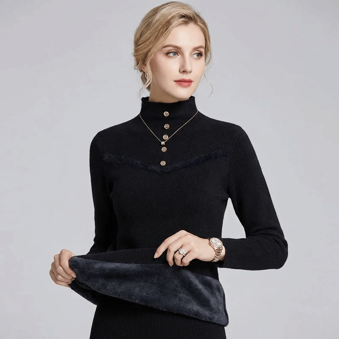 Women's Plush Sweater with Buttons - Diana