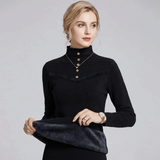 Women's Plush Sweater with Buttons - Diana