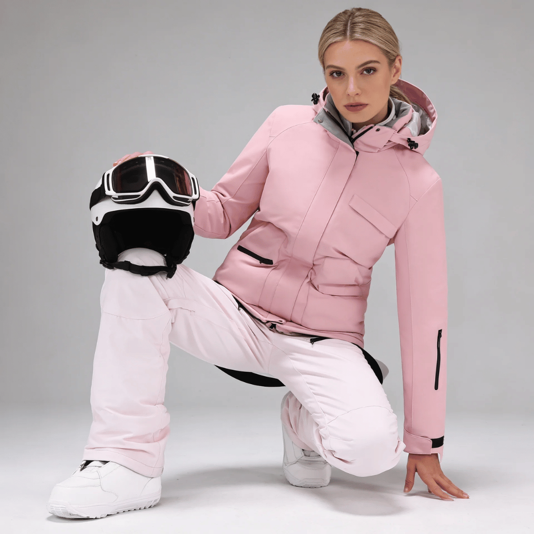 Women's Snow Jacket and Pants Set with Suspenders