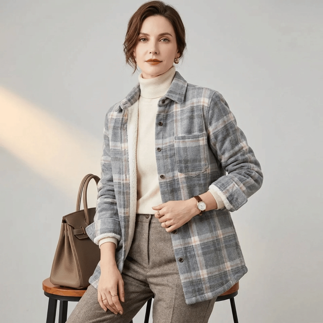Women's Flannel Plaid Shirt with Plush