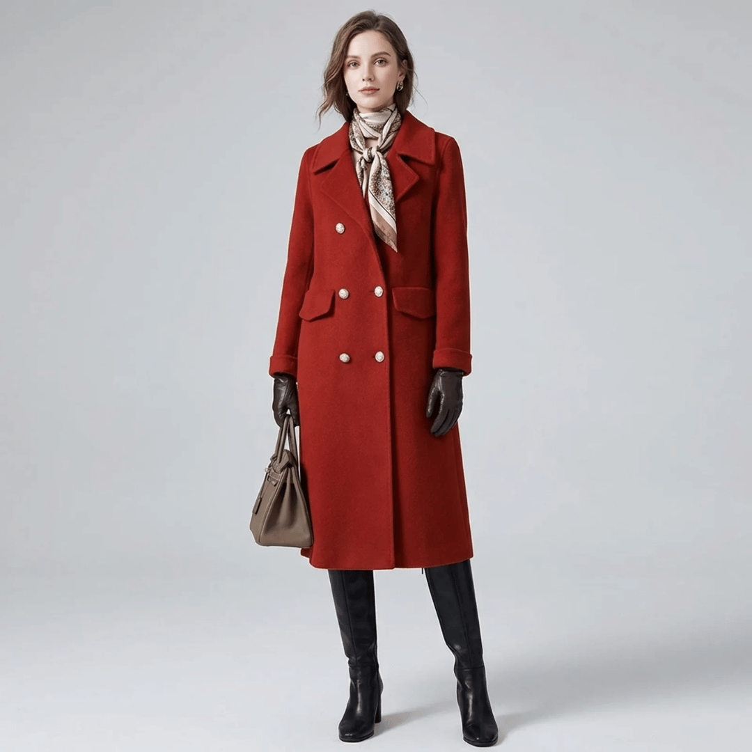 Women's Cherry Wool Felt Overcoat