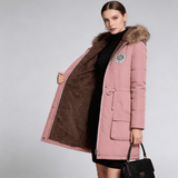 Women's Hooded Coat with Fleece-Lined Interior