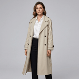 Longline Women's Trench Coat with Tie Belt
