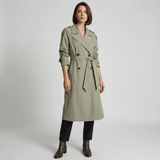 Longline Women's Trench Coat with Tie Belt