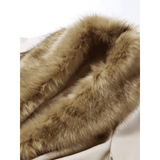 Women's Drummed Wool Overcoat with Fur Lapel