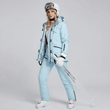Women's Snow Jacket and Pants Set with Suspenders