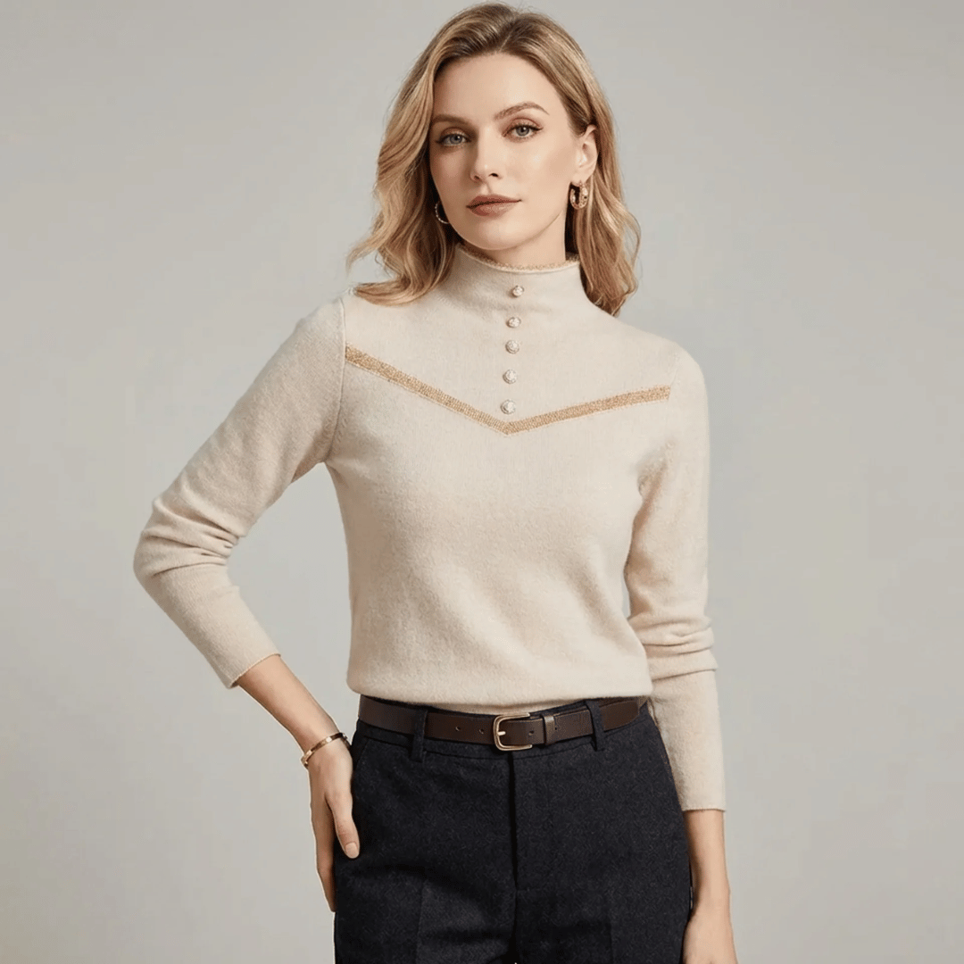 Women's Plush Sweater with Buttons - Diana