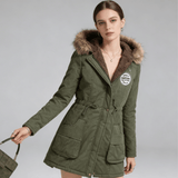 Women's Hooded Coat with Fleece-Lined Interior