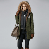 Women's Hooded Coat with Fleece-Lined Interior