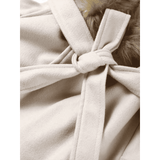Women's Drummed Wool Overcoat with Fur Lapel
