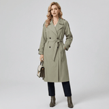 Longline Women's Trench Coat with Tie Belt