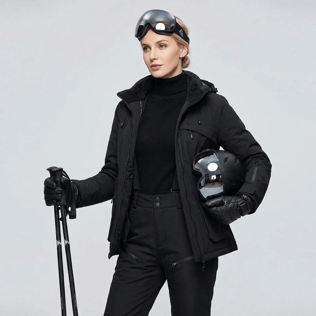 Women's Snow Jacket and Pants Set with Suspenders